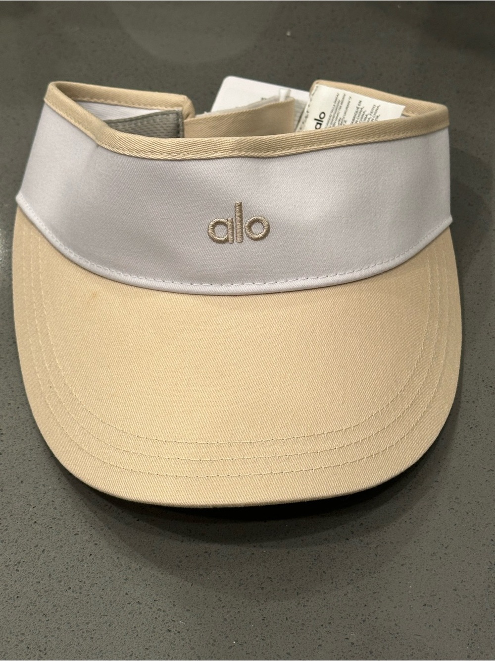 ALO Yoga Beige and White Visor with Embroidered Logo